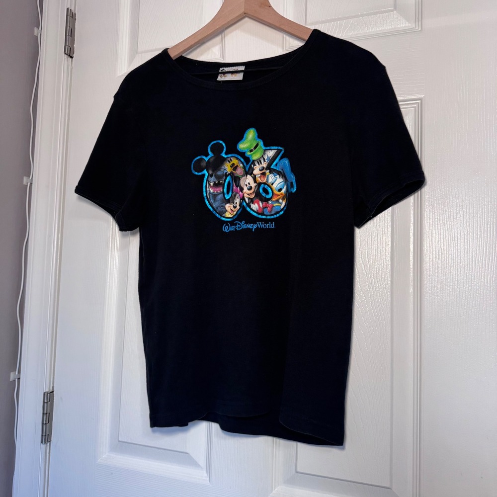 VTG‎ 2006 Walt Disney World Graphic T-Shirt Black 2XL Mickey Stitch Goofy